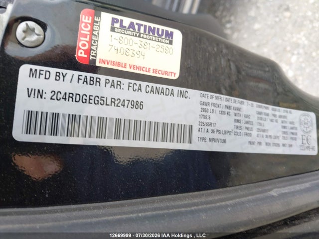 Dodge Grand Caravan Gt 2020 2C4RDGEG5LR247986 Image 17