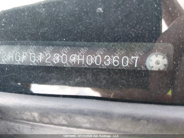 2009 Honda Civic Dx-g მანქანა იყიდება აუქციონზე, vin: 2HGFG12309H003607, აუქციონის ნომერი: 12670000