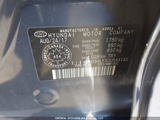 Продаж на аукціоні авто 2018 Hyundai Elantra Gl, vin: KMHD84LFXJU544142, номер лоту: 12670016