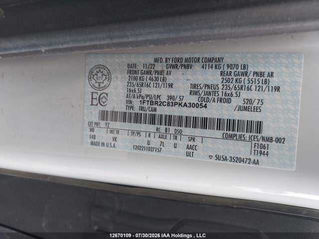Ford Transit T-250 2023 1FTBR2C83PKA30054 Image 18