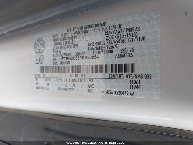 Ford Transit T-250 2023 1FTBR2C83PKA30054 Image 9