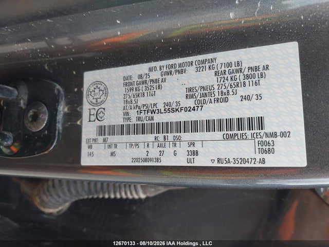 Ford F-150 Xlt 2025 1FTFW3L55SKF02477 Image 19