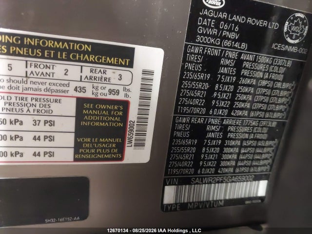 SALWR2PF5GA659002 Land Rover Range Rover Sport Hse