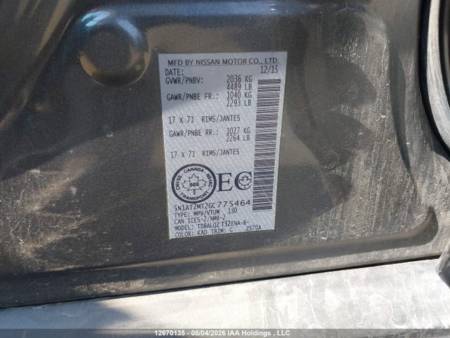 5N1AT2MT2GC775464 Nissan Rogue S/sl/sv