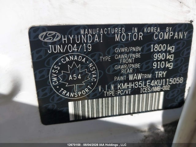 KMHH35LE4KU115058 Hyundai ELANTRA GT