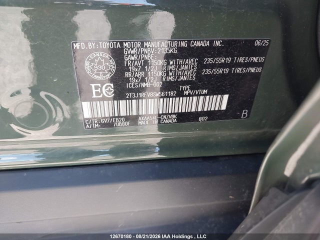2T3J1RFV8SW561182 Toyota Rav4 Adventure/trd Off Road