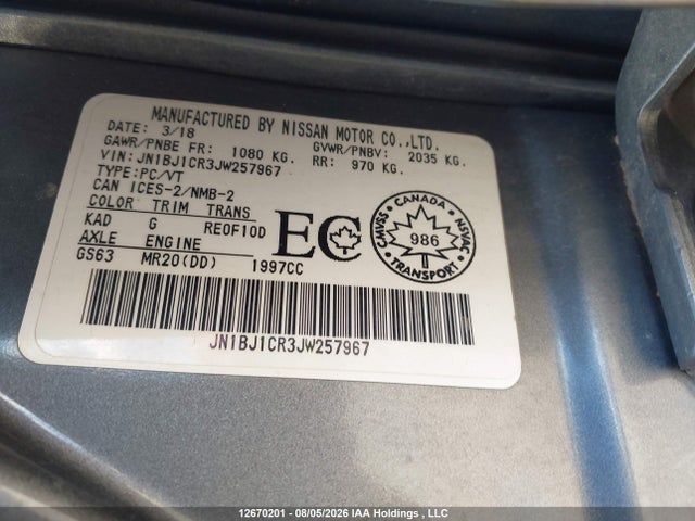 Продажа на аукционе авто 2018 Nissan Qashqai S/sl/sv, vin: JN1BJ1CR3JW257967, номер лота: 12670201