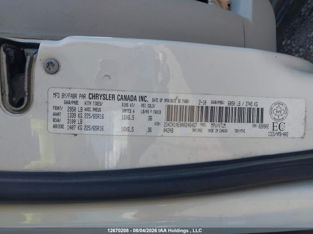 12670208 :رقم المزاد ، 2D4CN1AE0AR246457 vin ، 2010 Dodge Grand Caravan C/v C/v مزاد بيع