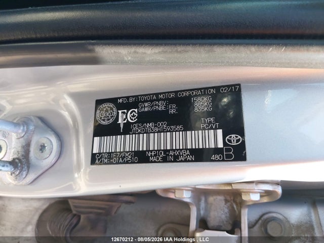 Продажа на аукционе авто 2017 Toyota Prius C, vin: JTDKDTB38H1593585, номер лота: 12670212