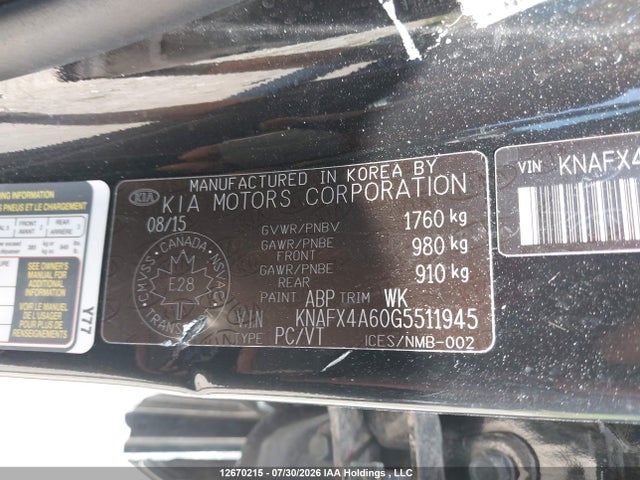 Продаж на аукціоні авто 2016 Kia Forte 1.8l Lx/1.8l Lx+, vin: KNAFX4A60G5511945, номер лоту: 12670215