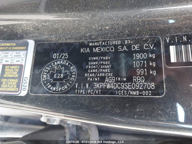 3KPFW4DC9SE092708 KIA K4 Gt-line Turbo/gt-line Turbo Limited