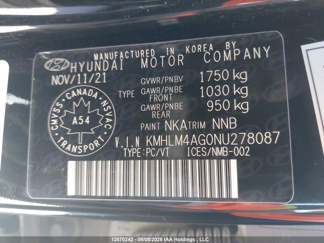 Auction sale of the 2022 Hyundai Elantra Essential Ivt With Hyundai Smartsense Package, vin: KMHLM4AG0NU278087, lot number: 12670242