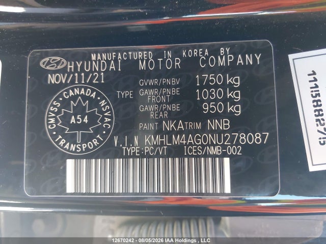 Auction sale of the 2022 Hyundai Elantra Essential Ivt With Hyundai Smartsense Package, vin: KMHLM4AG0NU278087, lot number: 12670242