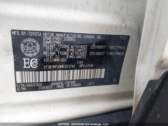 Toyota RAV4 LE 2021 2T3B1RFV9MC251745 Image 9