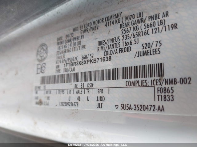 Ford Transit T-250 2023 1FTBR3X8XPKB71638 Image 9