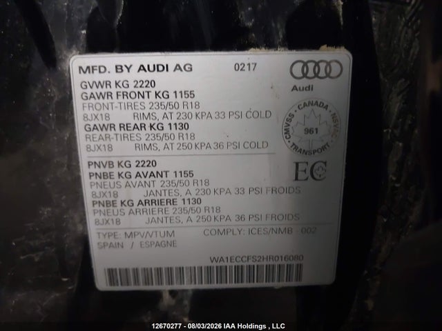 Audi Q3 4p Ti 2017 WA1ECCFS2HR016080 Image 19
