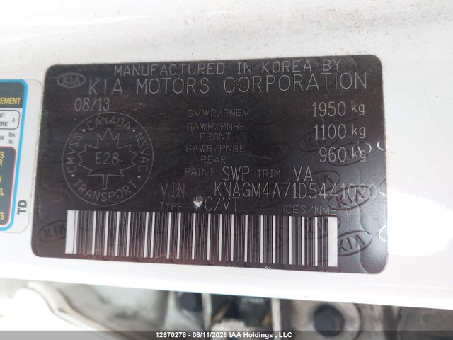 Продажа на аукционе авто 2013 Kia Optima Lx/lx+, vin: KNAGM4A71D5441020, номер лота: 12670278