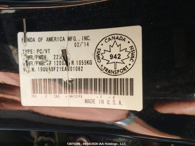 Acura TL 2014 19UUA9F21EA801082 Image 9