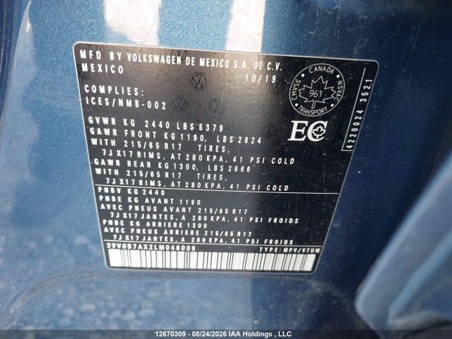 Volkswagen TIGUAN S 2020 3VV0B7AX2LM046009 Image 17