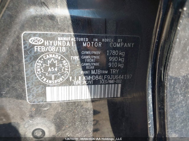 KMHD84LF9JU644197 Hyundai ELANTRA GL