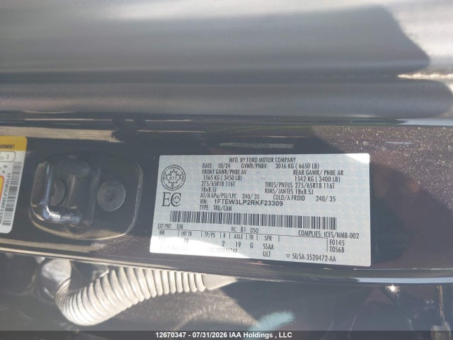 Продажа на аукционе авто 2024 Ford F150 Xlt, vin: 1FTEW3LP2RKF23309, номер лота: 12670347