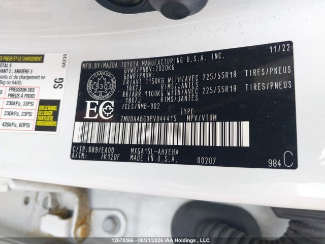 7MUDAABG0PV044415 Toyota Corolla Cross Xle