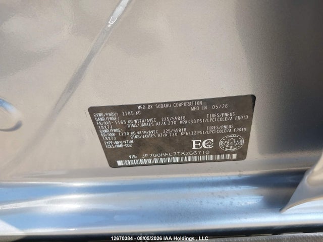 JF2GUHFC7T8266710 Subaru Crosstrek Sport