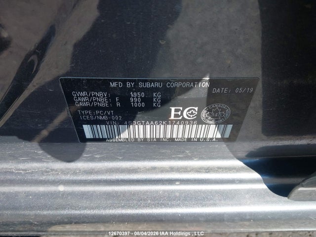 Subaru Impreza 2019 4S3GTAA62K1740936 Image 19