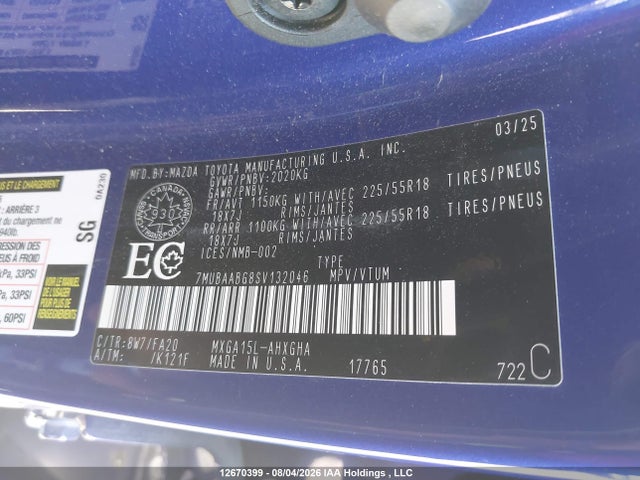 Продажа на аукционе авто 2025 Toyota Corolla Cross Le, vin: 7MUBAABG8SV132046, номер лота: 12670399