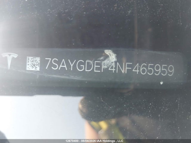Aukcja sprzedaży 2022 Tesla Model Y, vin: 7SAYGDEF4NF465959, numer aukcji: 12670400