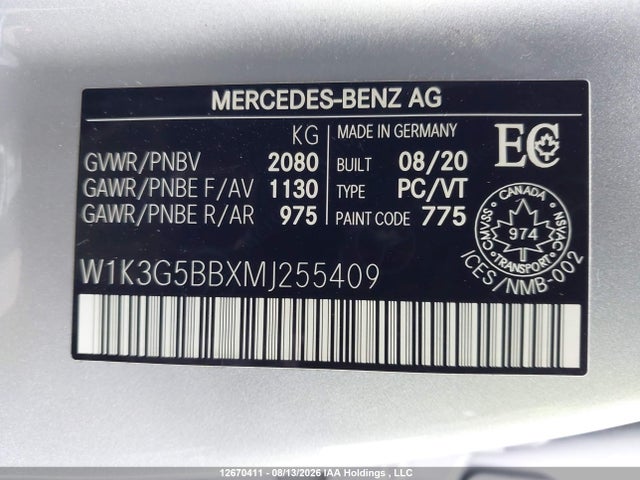 Продаж на аукціоні авто 2021 Mercedes-benz A 35 Amg, vin: W1K3G5BBXMJ255409, номер лоту: 12670411
