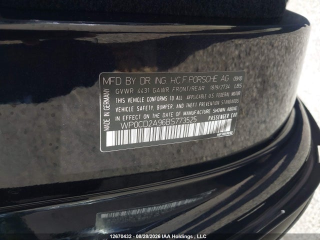 Aukcja sprzedaży 2011 Porsche 911 Turbo, vin: WP0CD2A96BS773525, numer aukcji: 12670432