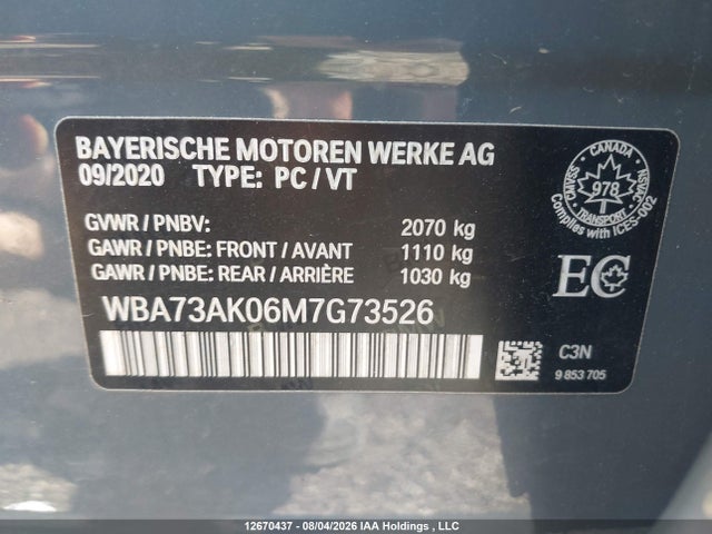 Aukcja sprzedaży 2021 Bmw 228i Gran Coupe Xdrive, vin: WBA73AK06M7G73526, numer aukcji: 12670437