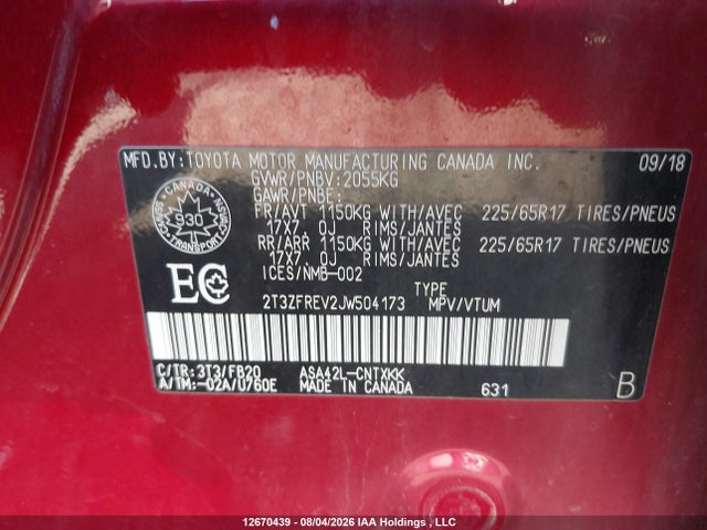 Toyota RAV4 LE 2018 2T3ZFREV2JW504173 Image 9
