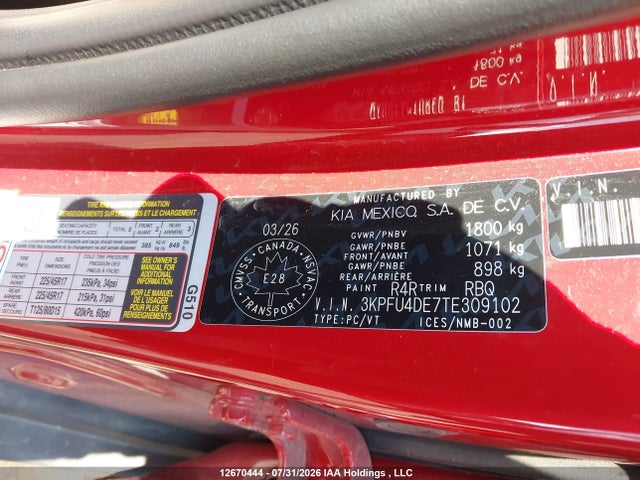 2026 Kia K4 Ex/ex Premium/ex+ მანქანა იყიდება აუქციონზე, vin: 3KPFU4DE7TE309102, აუქციონის ნომერი: 12670444
