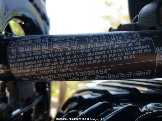 Продажа на аукционе авто 2025 Indian Motorcycle Co. Chief Bobber Darkhorse Abs, vin: 56KDLDBH7S3020454, номер лота: 12670468