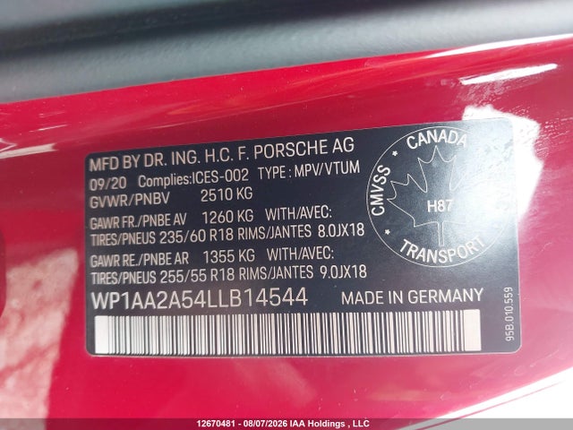 Porsche Macan 2020 WP1AA2A54LLB14544 Image 9
