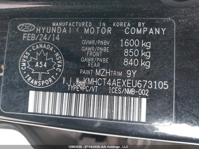 Hyundai ACCENT GL 2014 KMHCT4AEXEU673105 Image 9