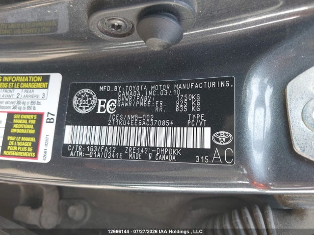 Aukcja sprzedaży 2010 Toyota Matrix, vin: 2T1KU4EE6AC370854, numer aukcji: 12666144