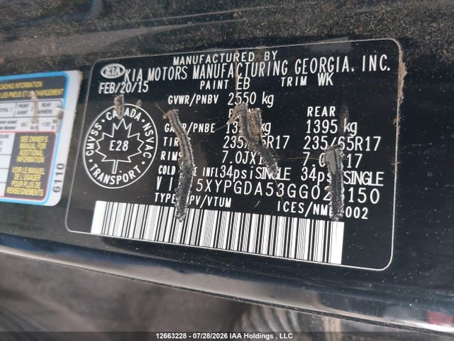KIA Sorento 3.3l Lx + 2016 5XYPGDA53GG028150 Image 17
