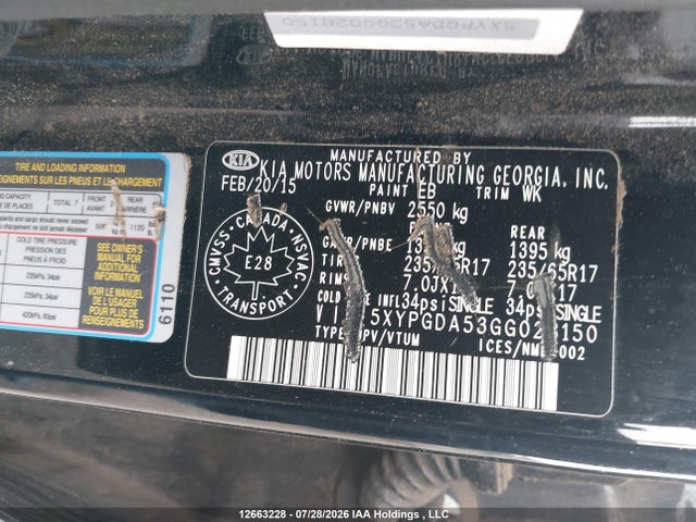 KIA Sorento 3.3l Lx + 2016 5XYPGDA53GG028150 Image 9