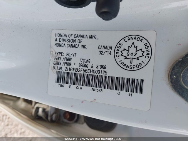 2HGFB2F56EH009129 Honda CIVIC EX