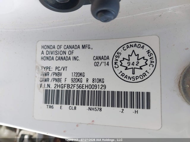 2HGFB2F56EH009129 Honda CIVIC EX