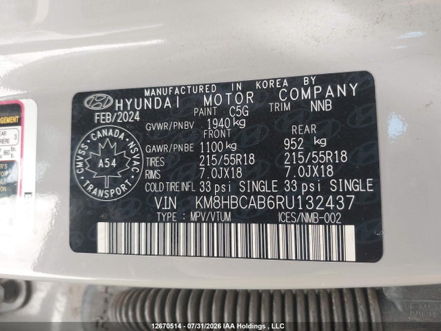 Hyundai Kona Sel 2024 KM8HBCAB6RU132437 Image 9