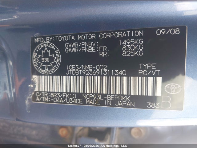 Продажа на аукционе авто 2009 Toyota Yaris, vin: JTDBT923691311340, номер лота: 12670527