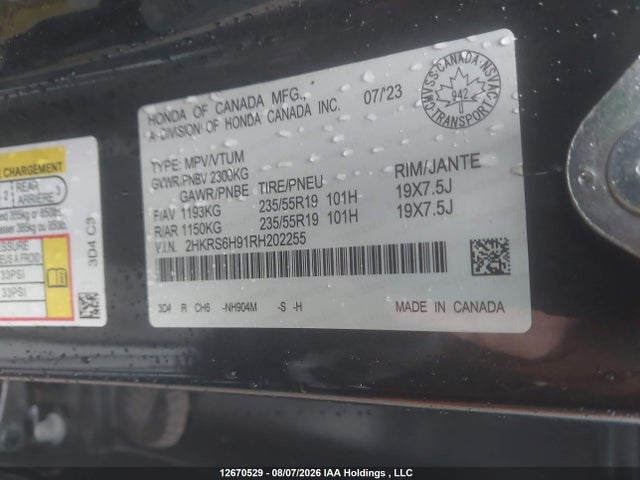 2HKRS6H91RH202255 Honda Cr-v Touring Hybrid