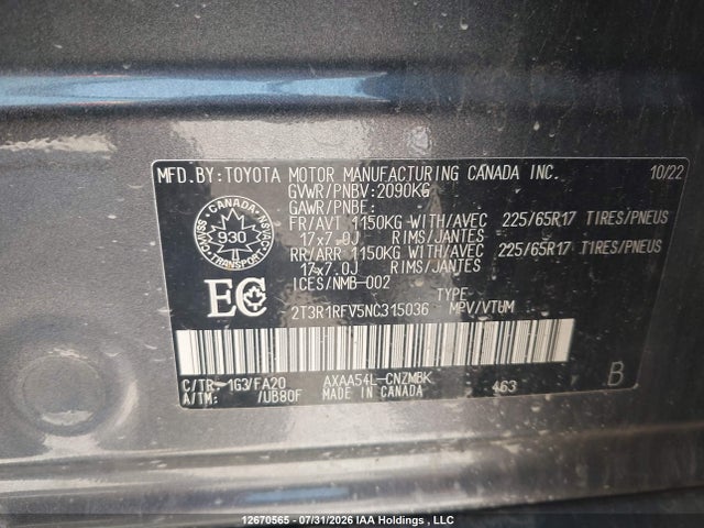 Toyota Rav4 Xle 2022 2T3R1RFV5NC315036 Image 9