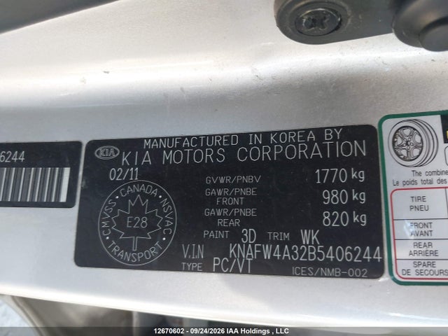 2011 Kia Forte Sx მანქანა იყიდება აუქციონზე, vin: KNAFW4A32B5406244, აუქციონის ნომერი: 12670602