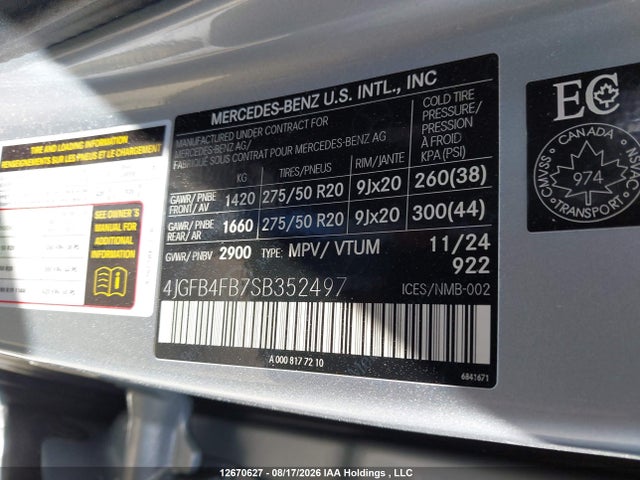 Продажа на аукционе авто 2025 Mercedes-benz Gle 350 4matic, vin: 4JGFB4FB7SB352497, номер лота: 12670627