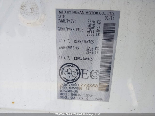 Nissan Rogue 2014 5N1AT2MM0EC778868 Image 9